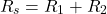 Rendered by QuickLaTeX.com \begin{align*} R_s = R_1 + R_2 \end{align*}